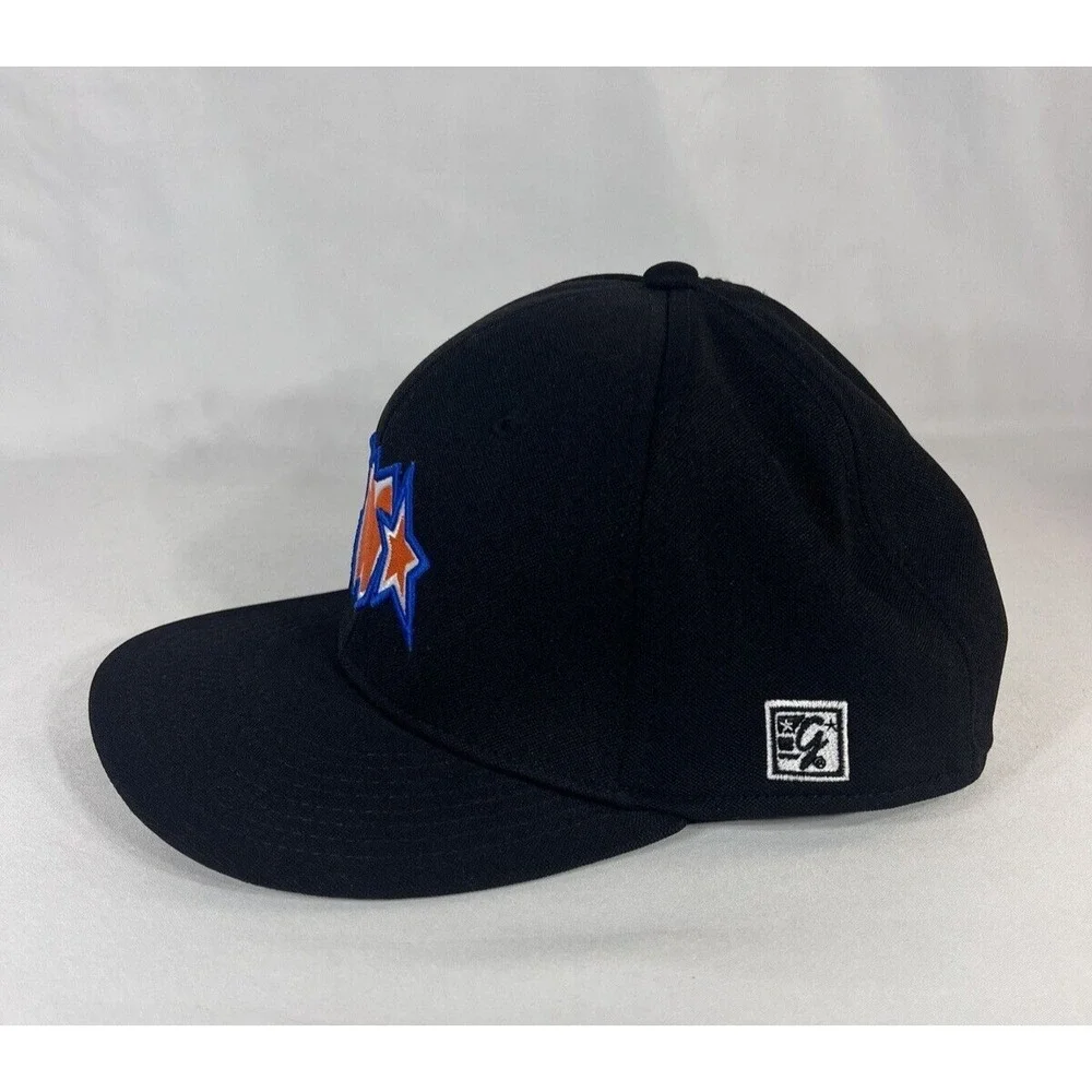 The Game Wagner's Softball Black Fitted Hat Cap Size Large Gametek Embroidered